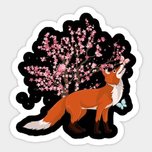 Wildlife Sakura Forest Animal Lover Nature Fox Sticker